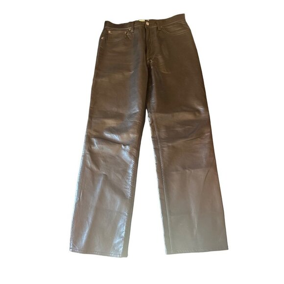 Agolde Black Leather Pants Size 29 Recycled Leather - Picture 1 of 9